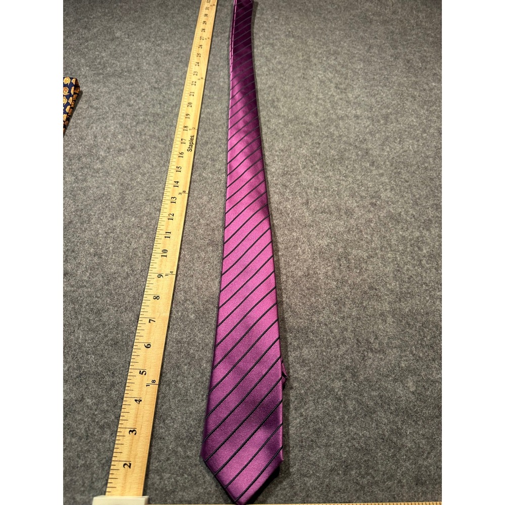 Simon Carter London Silk Tie Mens Purple Black Diagonal Stripe Made in England